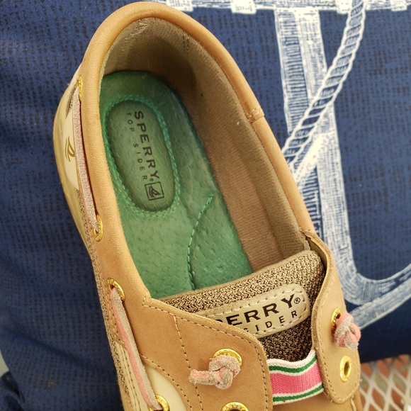 Like New Elastic Sperry Top-Siders Pink & Green 7M - Picture 7 of 8
